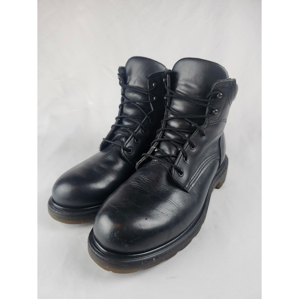 Red Wing Size 10 D Men's 607 Black Leather Work Boots EH USA Oil Slip Resistant